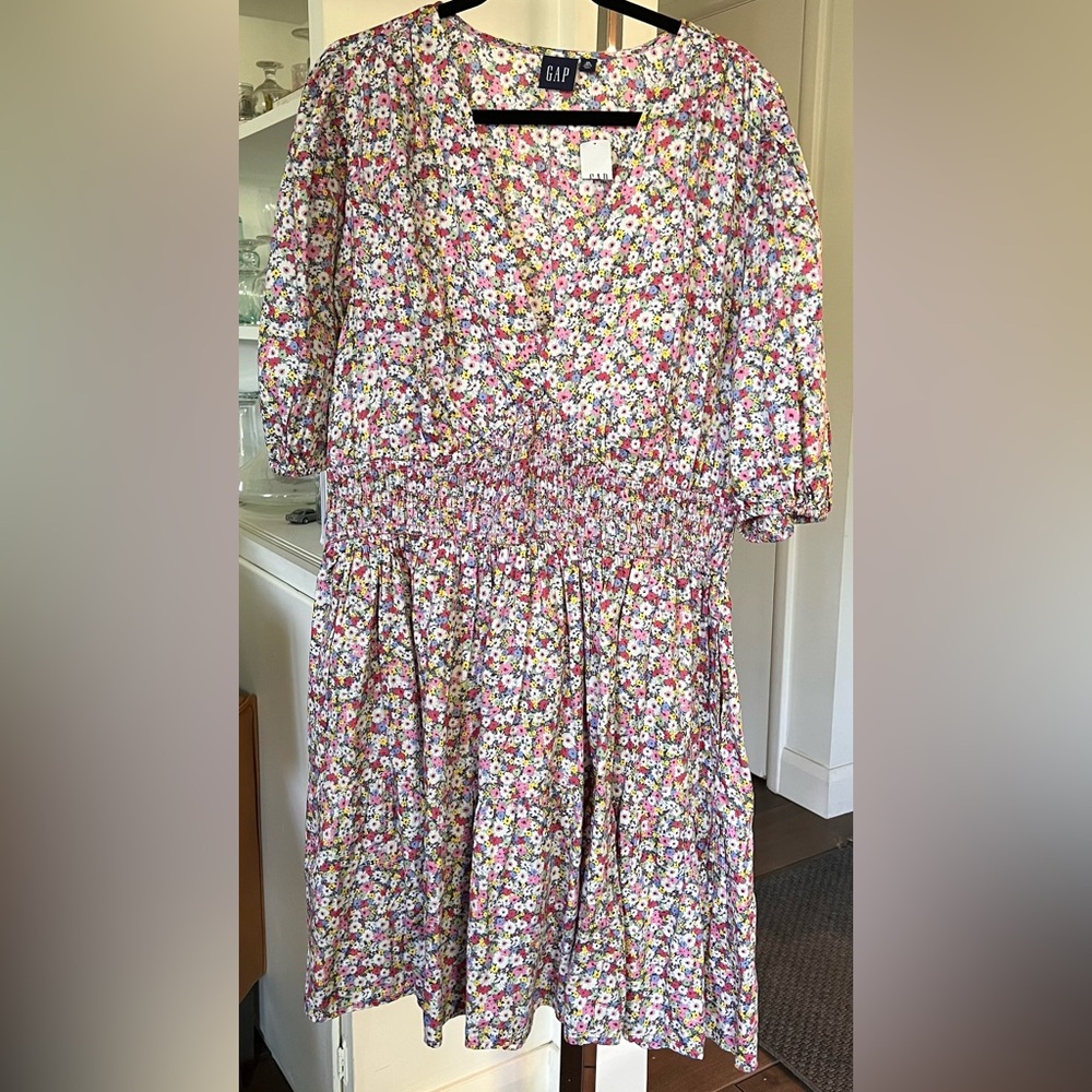 Gap Puffed Sleeve Smocked Mini XL Tall Dress